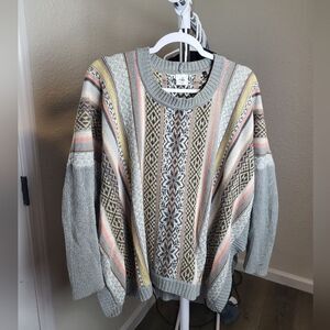 Cabi Fair Island Poncho Knit Grandma Multicolor Boxy Sweater xs